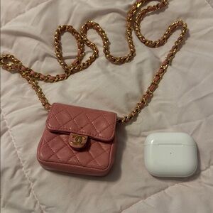 Chanel Vintage Lambskin Leather MICRO Crossbody Bag perfect fit to carry AirPods